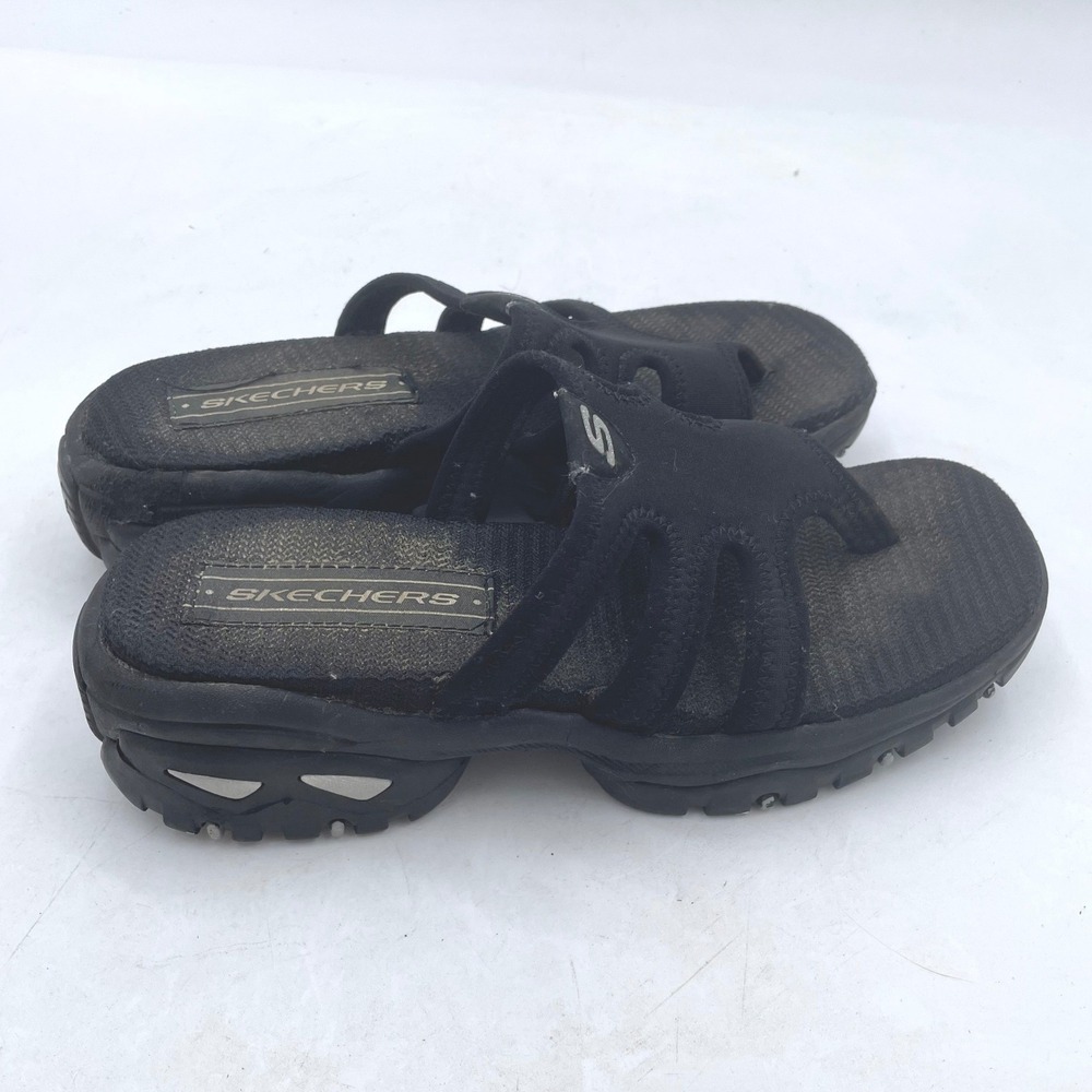 Skechers Vintage Jammers Platform Sandals Black Thong Slides Y2K Womens 9 46253